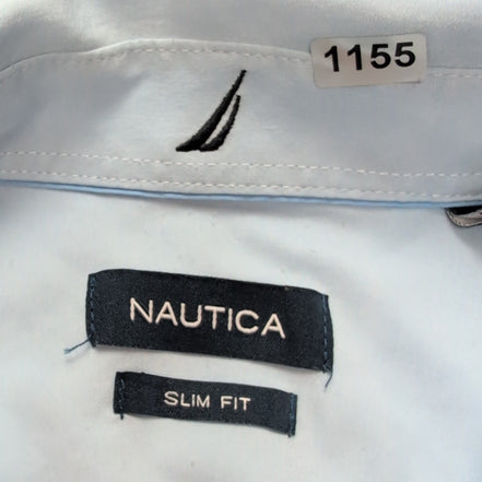 Chemise Nautica Slim Fit M Bleu Clair Stretch Fluide Légère manches longues