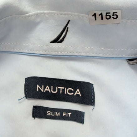 Chemise Nautica Slim Fit M Bleu Clair Stretch Fluide Légère manches longues
