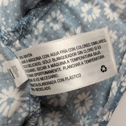 Robe d'Été Femme M Fine Bretelle Rayonne Bleu Fleurie Marguerites