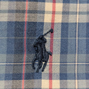 CHEMISE Ralph Lauren Homme L CUSTOM FIT Bleu Carreaux TBE Réparée 100% Coton