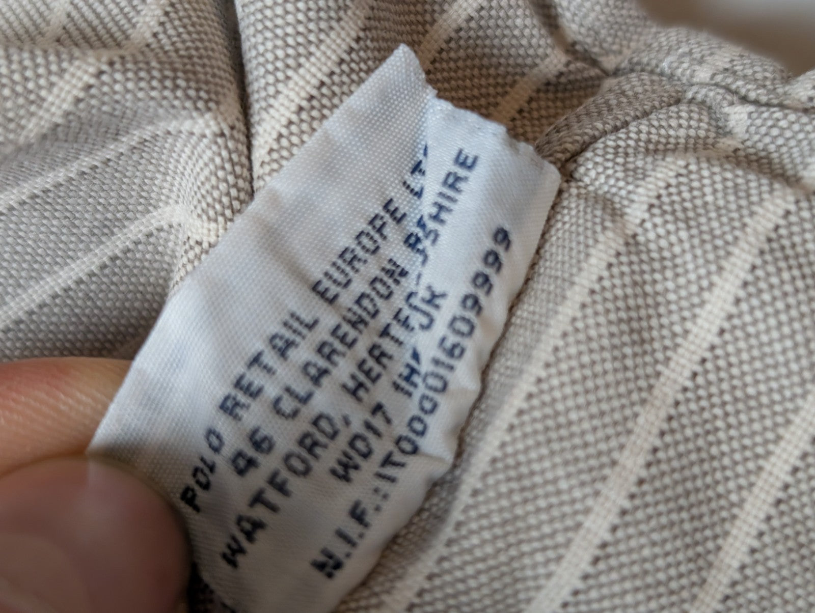Chemise Polo Ralph Lauren Manches Longues Custom Fit Crème Rayures XXL