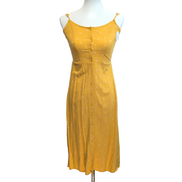 Robe d'été Jaune Moutarde XS/S Viscose Bretelles Réglables Boutonnée