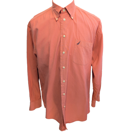 Nautica Chemise Vintage Oxford Rouge Pâle Manches Longues Homme Taille L XL