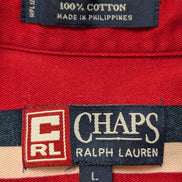 Chemise CHAPS Ralph Lauren rouge rayures shirt button down coton L