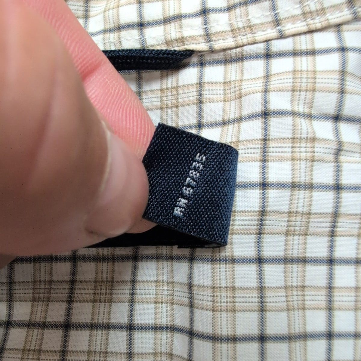 Chemise Nautica M Crème à Carreaux 100% Coton Manches Courtes