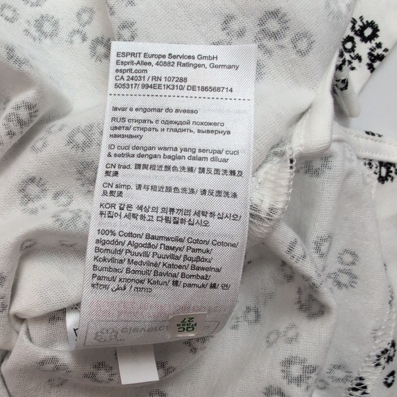 Haut Esprit Femme S Blanc Motif Fleuri Noir Manches Courtes Neuf