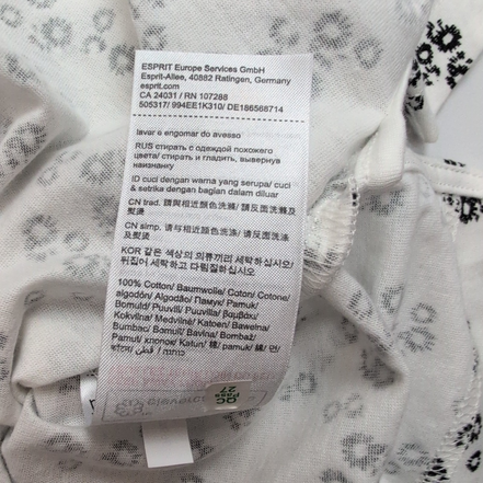 Haut Esprit Femme S Blanc Motif Fleuri Noir Manches Courtes Neuf