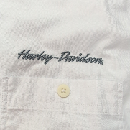 Chemise Harley Davidson Blanche M 2 Poches Logo Brodé Manches Longues