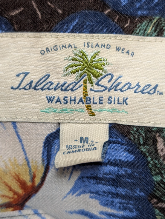 Chemise Hawaïenne Island Shores - 100% Soie Lavable - Marron Floral - Taille M