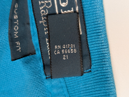 Polo manches courtes Polo Ralph Lauren M bleu turquoise logo marine Custom Fit