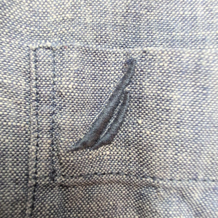 Chemise Nautica XL Bleu Chiné 100% Lin Logo Brodé Manches Longues