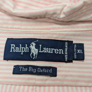Chemise Polo Ralph Lauren Shirt XL XXL The Big Oxford Rose Rayée Logo Col Classi