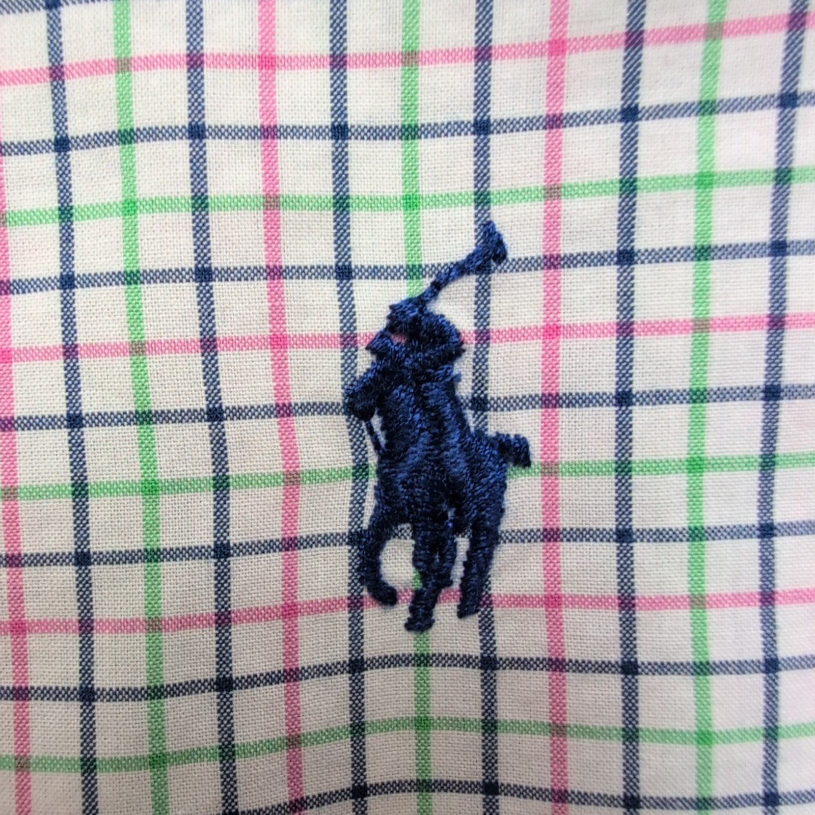 Chemise Ralph Lauren Taille L Carreaux Rose Vert Bleu 100% Coton Logo Bleu Marin