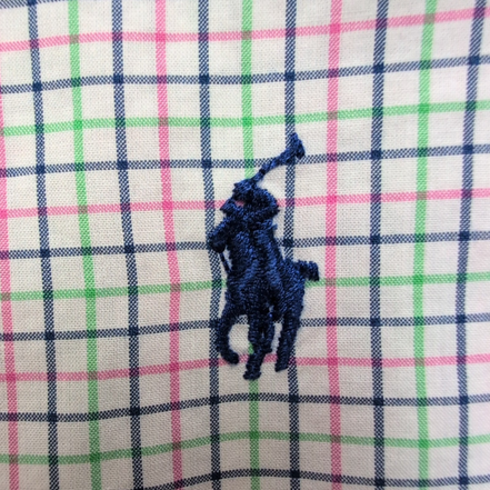 Chemise Ralph Lauren Taille L Carreaux Rose Vert Bleu 100% Coton Logo Bleu Marin