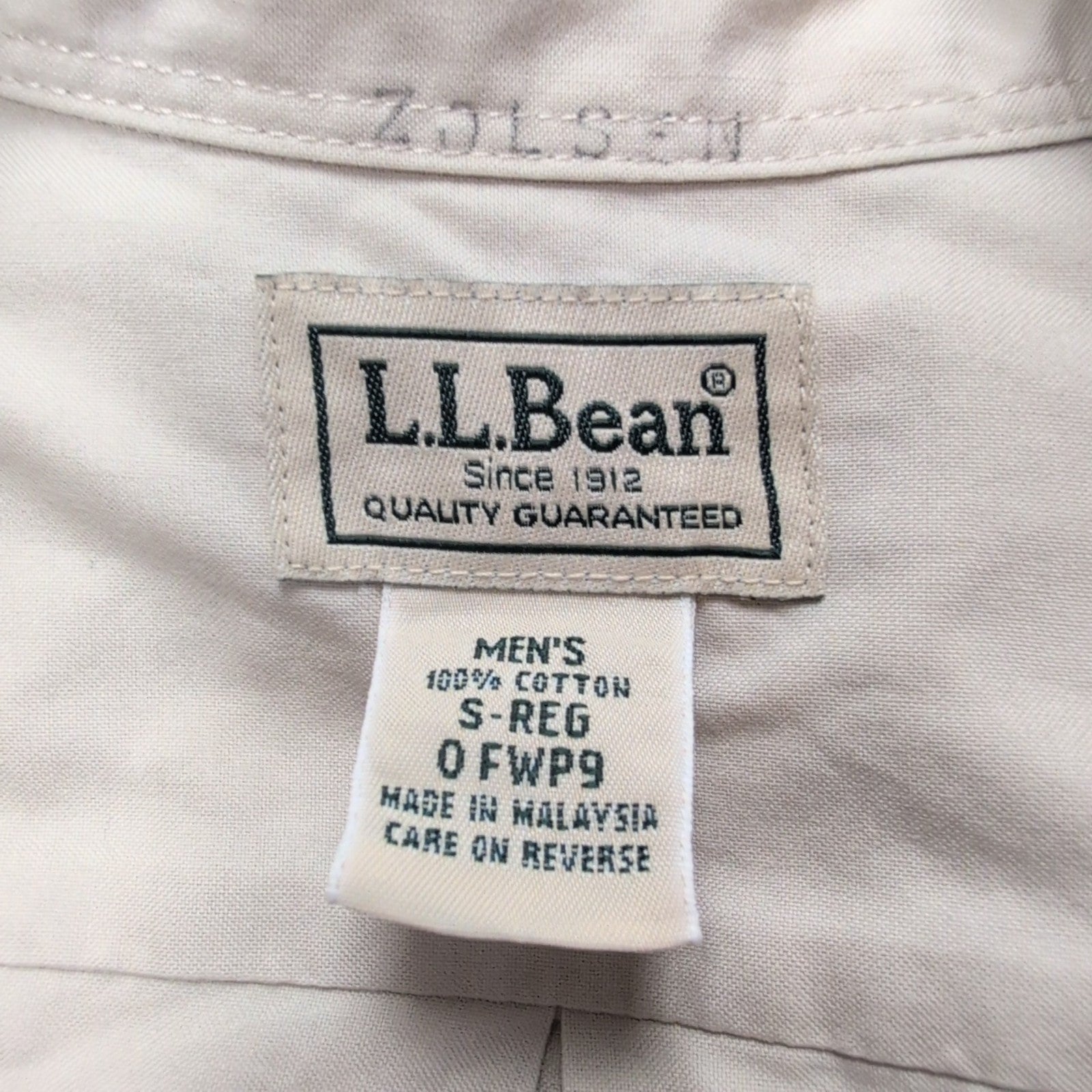 Chemise L.L. Bean beige crème uni taille S #134e