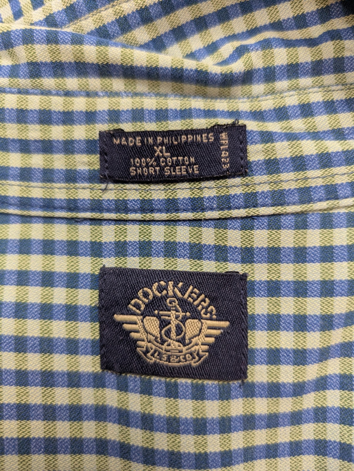 Chemise manches courtes Dockers à carreaux bleu taille XL #190msch