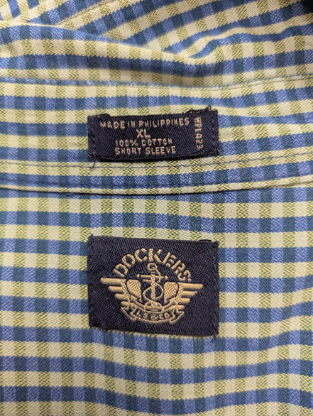 Chemise manches courtes Dockers à carreaux bleu taille XL #190msch