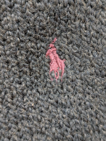 Pull Polo Ralph Lauren Gris Foncé Logo Bordeaux - Maille Coton & Laine T.L