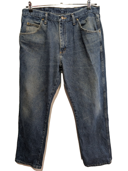 Jean Wrangler Homme Vintage Bleu W36 L30 Denim Épais Robuste Travail Pantalon