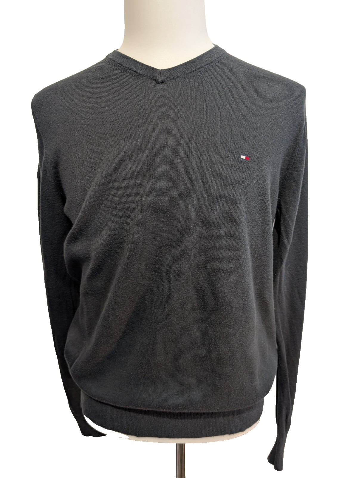 Pull Tommy Hilfiger - Col V - Noir Profond - Soie & Coton - Taille M