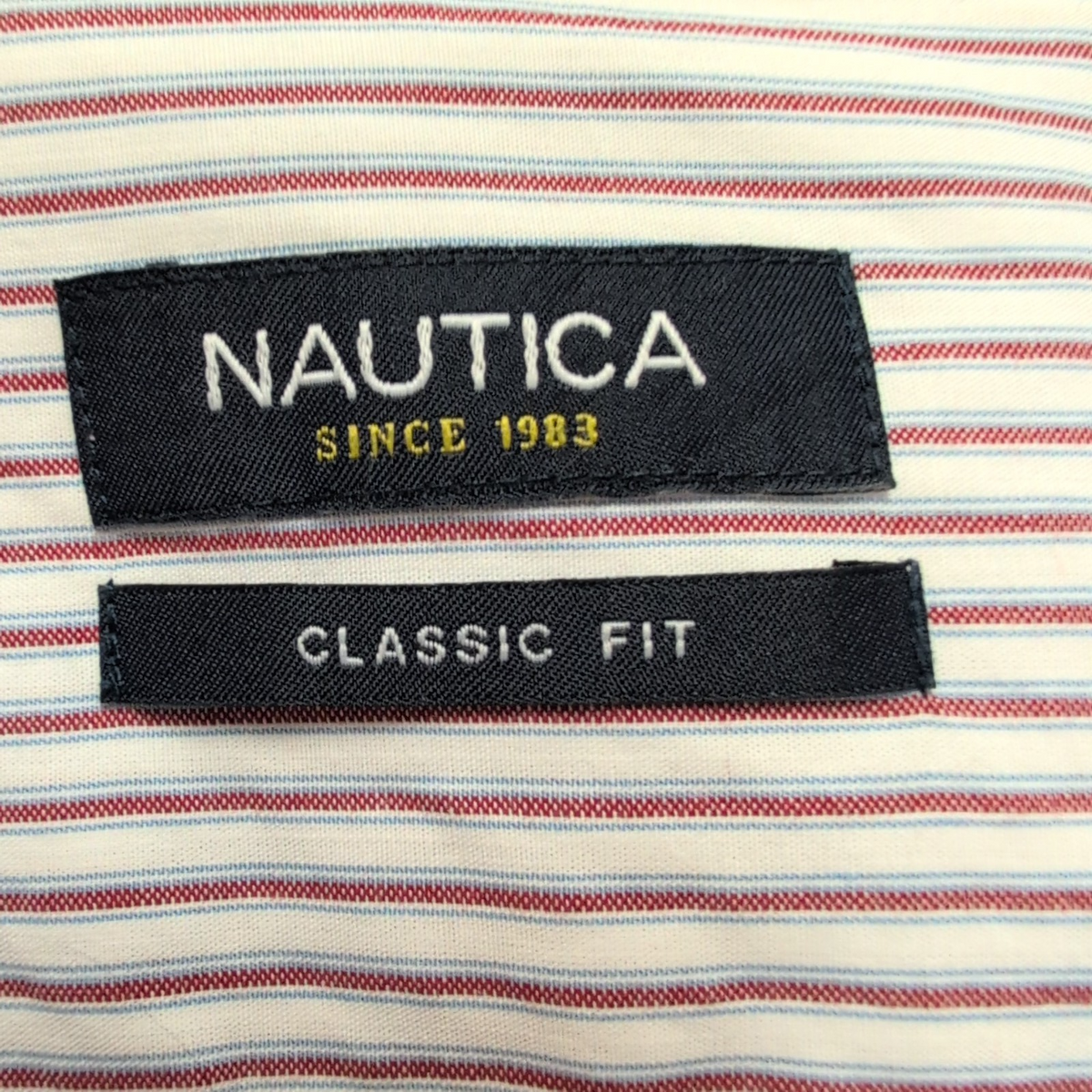 Chemise Nautica XL XXL Bordeaux Rayures Classic Fit manches longues