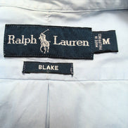 Chemise Ralph Lauren Blake M Bleu Logo Jaune VTG Button Down manches courtes