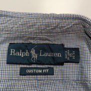 Chemise Polo Ralph Lauren Shirt S Custom Fit Micro-Carreaux Bleu Blanc Button Do