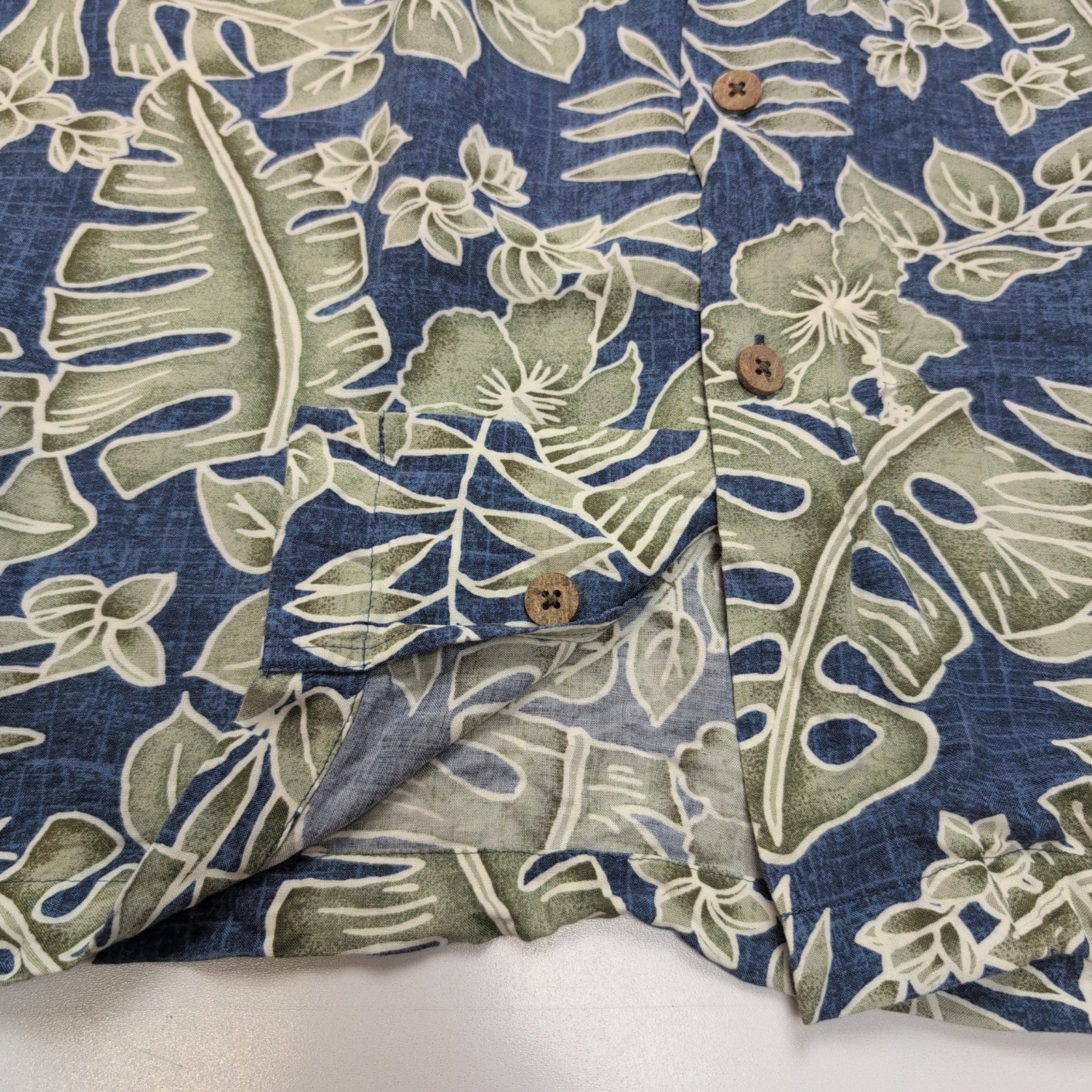 Chemise hawaïenne Breakwater taille XL bleu feuillage 100% rayonne Manches court