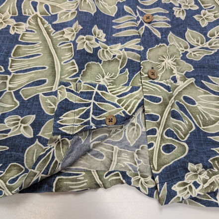 Chemise hawaïenne Breakwater taille XL bleu feuillage 100% rayonne Manches court