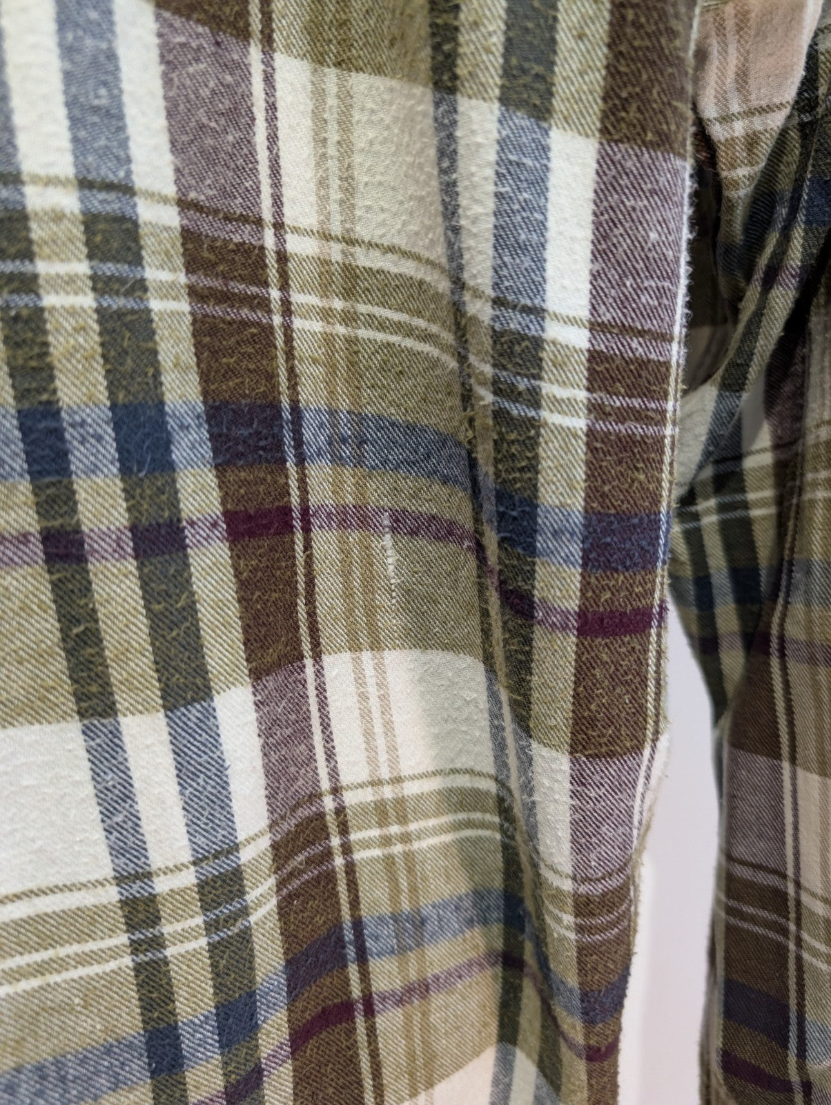 🌲 Chemise CHAPS Ralph Lauren  L Flanelle Carreaux Kaki Bordeaux Coton |307S