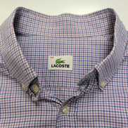 Lacoste chemise lilas bleu carreaux crocodile vert taille 44 XXL