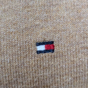 Pull Fin Tommy Hilfiger Heritage Femme Col V Marron Clair Taille M Coton Pima