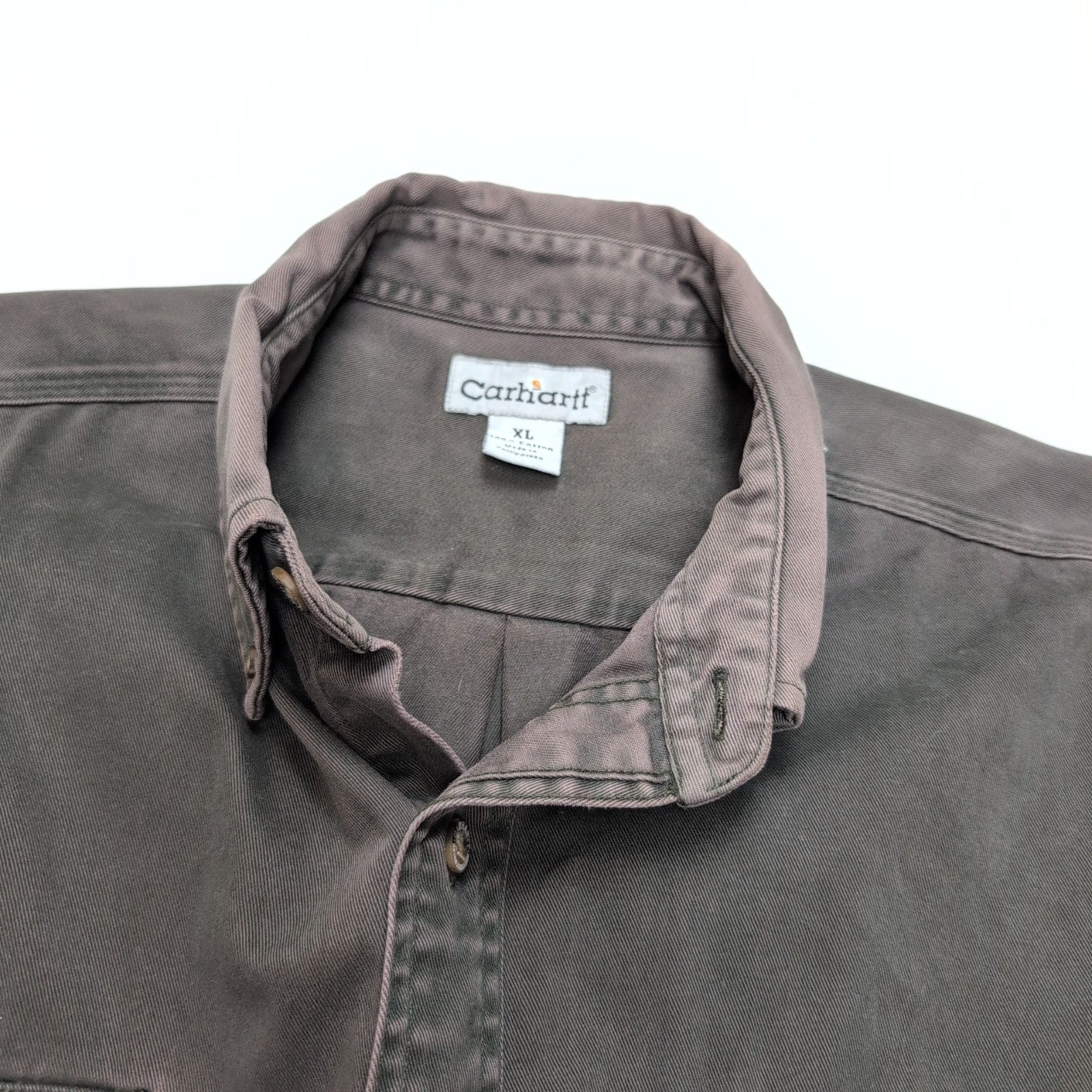 Chemise Carhartt XL Vert Foncé 100% Coton 2 Poches Workwear Vintage