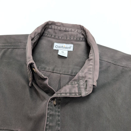 Chemise Carhartt XL Vert Foncé 100% Coton 2 Poches Workwear Vintage