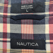 Chemise Nautica L bordeaux bleu marine à carreaux coton manches courtes