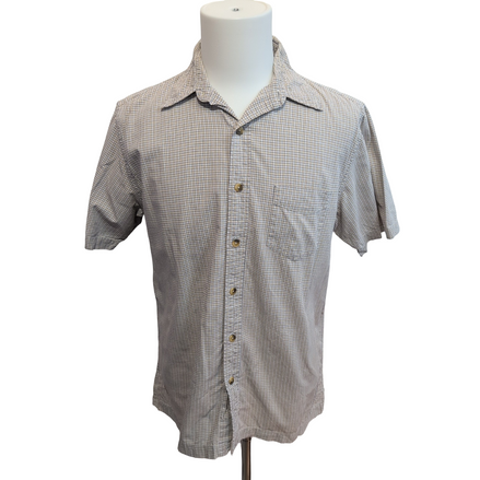Chemise Dockers manches courtes motif micro-carreaux gris et crème M