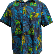 Chemise Hawaïenne RUMARS Bleue & Verte Motifs Fleurs - Taille XL