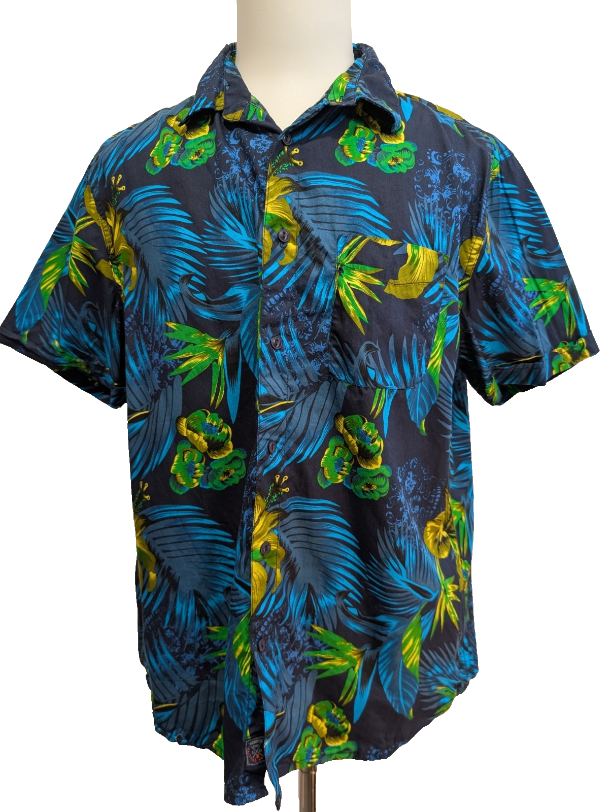 Chemise Hawaïenne RUMARS Bleue & Verte Motifs Fleurs - Taille XL