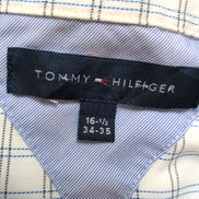 Chemise Tommy Hilfiger Homme L/XL Blanche Carreaux Bleus Kaki Coton