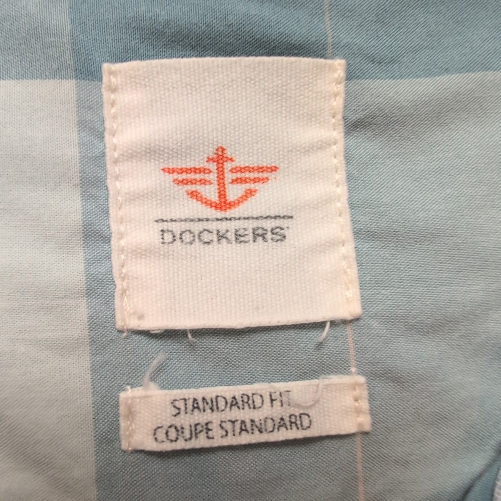 Chemise Dockers bleu carreaux poche logo manches courtes M