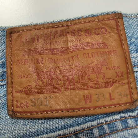 Levi’s 501 Jean Homme W33 L34 Bleu Clair Vintage Pantalon Bouton