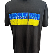 T-shirt Under Armour Coton Mat Noir Imprimé Violet & Jaune Taille M Vintage