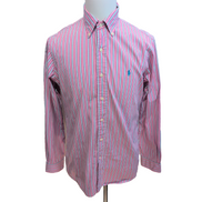 Chemise Ralph Lauren Custom Fit M bleu ciel rayures logo bleu coton