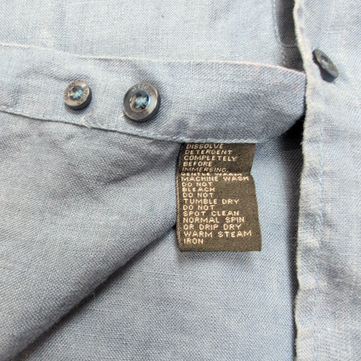 Chemise Oxford S 100% Lin Bleu Regular Fit Manches Longues Vintage