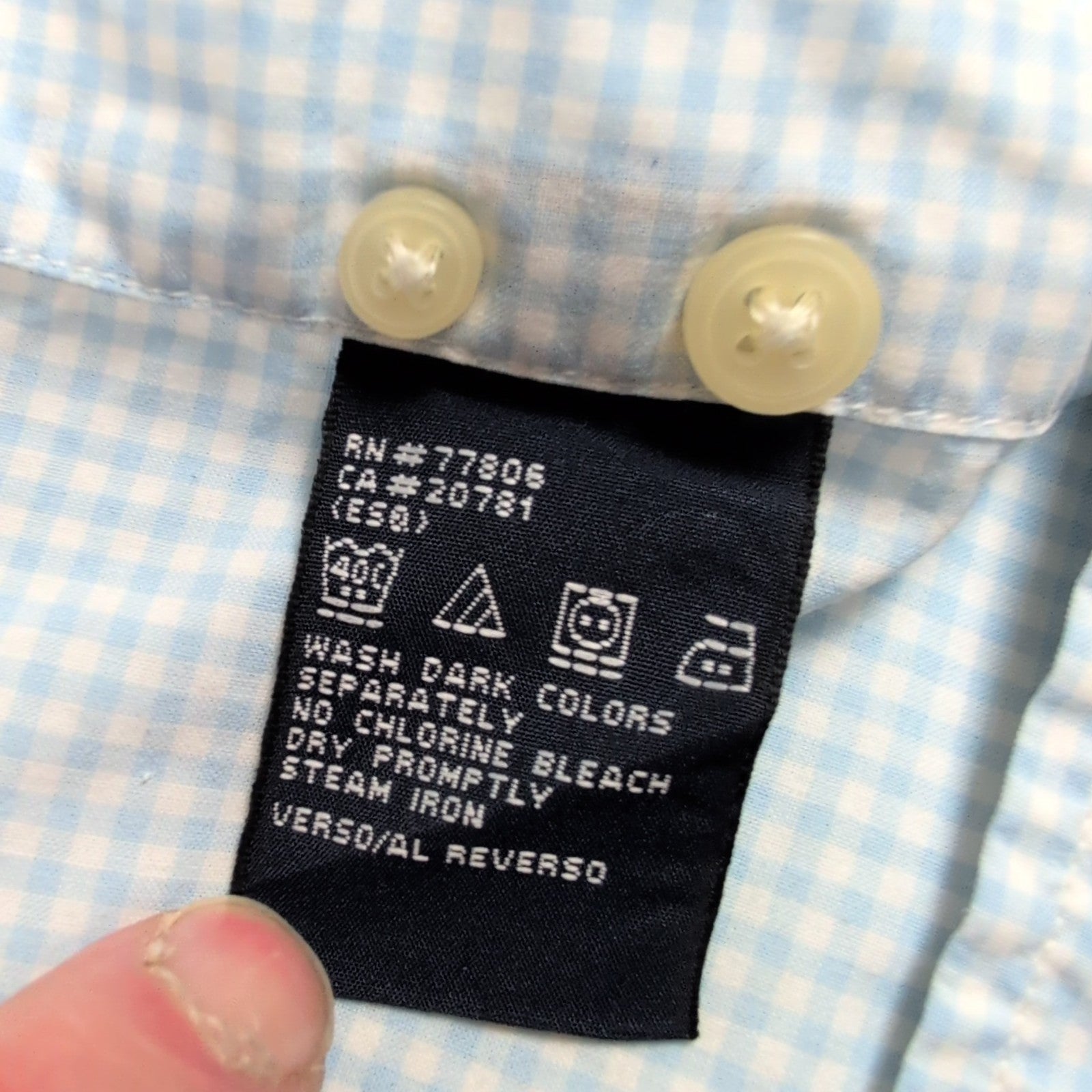 Chemise Tommy Hilfiger bleu ciel à carreaux manches courtes à poche taille L