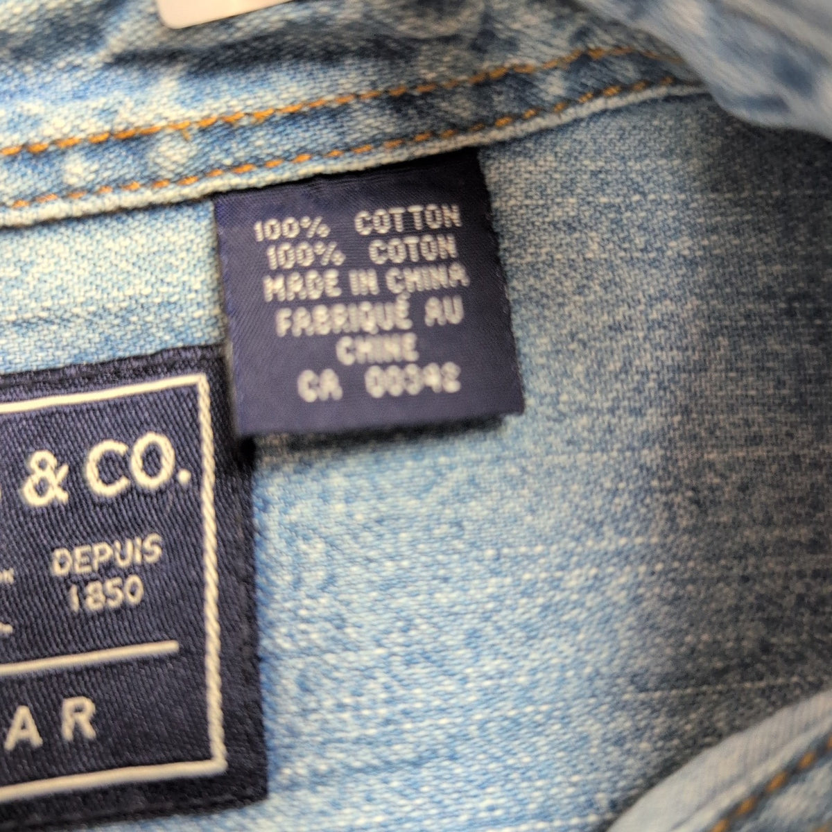 Chemise Levi's XL TG Jean Bleu 100% Coton 2 Poches Boutons Métal Mch longues