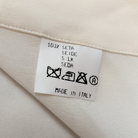 Chemise Ingram Made in Italy M/L 100% Soie Poignets Mousquetaire Blanche