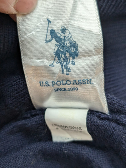 Pull U.S. POLO ASSN Col V 50% Laine Mérinos Bleu Marine Homme Taille S