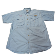 Chemise Columbia PFG bleue unie brodée poches manches courtes taille M homme