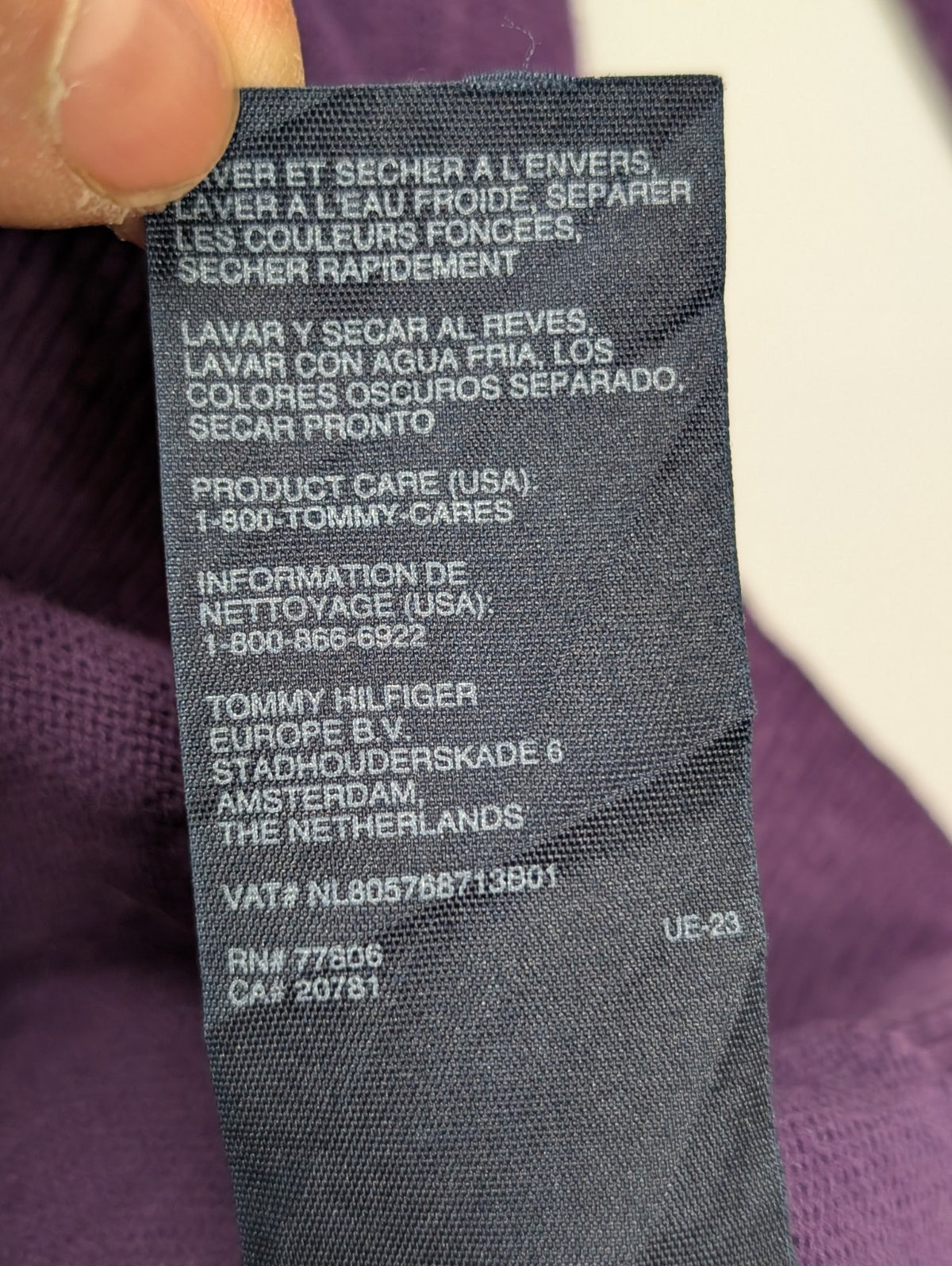 Pull Tommy Hilfiger Femme S Violet Aubergine Coton Pima Col V